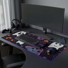DistinctInk LED Gaming Mouse Pad with Skeletal Ghostly Pumpkins Design for Halloween