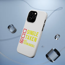 DistinctInk ToughCase for Apple iPhone, Compatible with MagSafe Charging - Single Taken Busy Playing Baseball