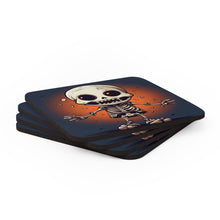 DistinctInk (Set of 4) Corkwood Coasters with Skelly's Halloween Bash Design for Halloween