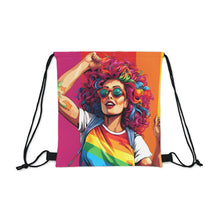 DistinctInk Drawstring Bag Backpack with Leading a New Path Design for LGBTQ+ Pride