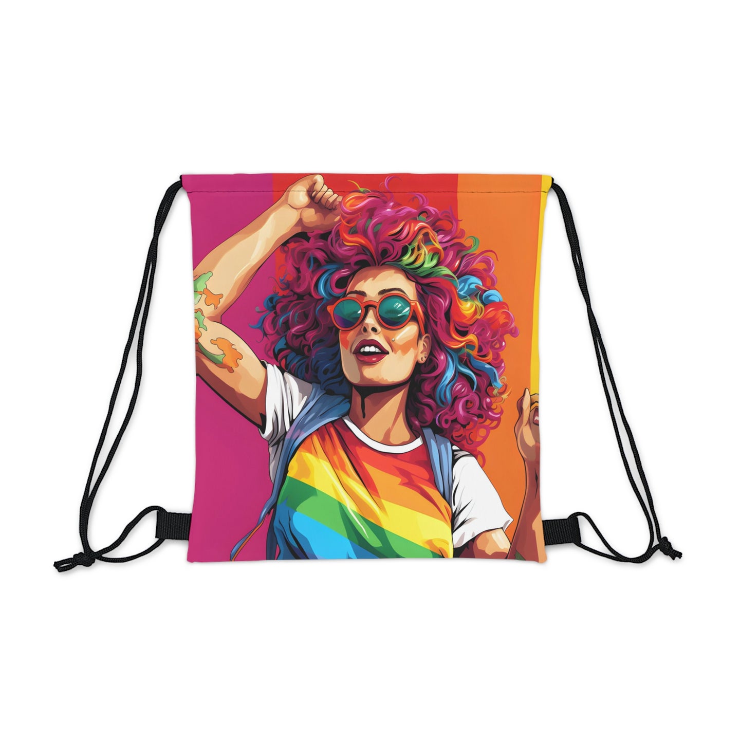 DistinctInk Drawstring Bag Backpack with Leading a New Path Design for LGBTQ+ Pride