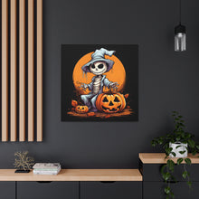 DistinctInk Canvas Wall Art with Haunted Jack-O'-Skeleton for Halloween
