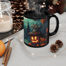 DistinctInk Black Coffee Mug - Trick or Treat Fun for Halloween