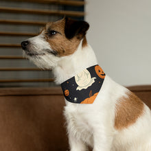 DistinctInk Adjustable Pet Banana Collar with Spooky Skeleton Pumpkin Patch Design for Halloween