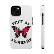 DistinctInk ToughCase for Apple iPhone, Compatible with MagSafe Charging - Free as a Butterfly - Pink