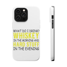 DistinctInk ToughCase for Apple iPhone, Compatible with MagSafe Charging - Whiskey in the Morning, Hard Stuff Evening