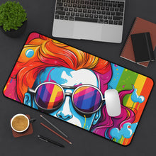 DistinctInk Desk Mat with Leading with Courage and Grace Design for LGBTQ+ Pride