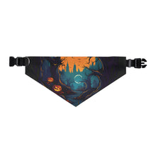 DistinctInk Adjustable Pet Banana Collar with Haunted Evening Nightmare Design for Halloween