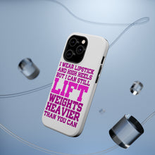 DistinctInk ToughCase for Apple iPhone, Compatible with MagSafe Charging - Lipstick & High Heels Can Life Weights Heavier