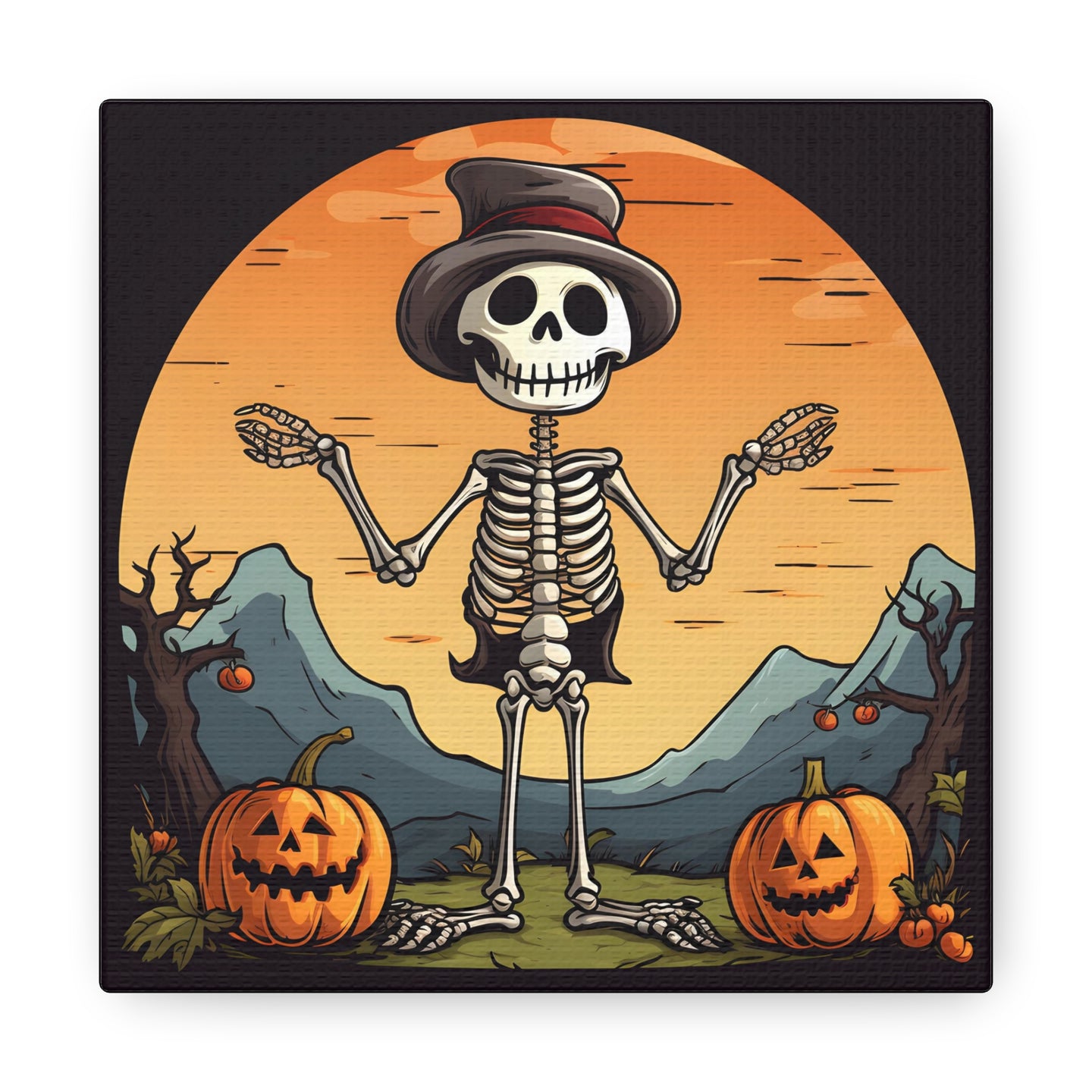 DistinctInk Canvas Wall Art with Skelefun Halloween for Halloween