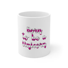 DistinctInk Glossy White Coffee / Tea Mug - Born to be a Unicorn