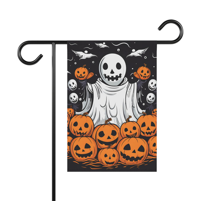 DistinctInk Garden & House Banner / Flag with Ghost Skeleton Pumpkins Design for Halloween