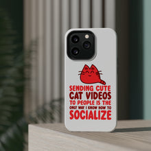 DistinctInk ToughCase for Apple iPhone, Compatible with MagSafe Charging - Sending Cute Cat Videos How I Socialize