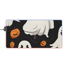 DistinctInk LED Gaming Mouse Pad with Ghost Skeleton Pumpkin Cartoon Design for Halloween