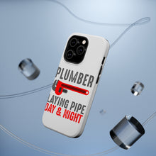 DistinctInk ToughCase for Apple iPhone, Compatible with MagSafe Charging - Plumber - Laying Pipe Day & Night