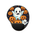 Mouse Pad with Wrist Rest with The Ghostly Skeleton Pumpkin Design for Halloween