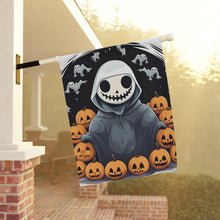 DistinctInk Garden & House Banner / Flag with Skeleton Ghost and Pumpkin Design for Halloween