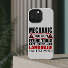 DistinctInk ToughCase for Apple iPhone, Compatible with MagSafe Charging - Mechanic Flying Tools & Offensive Language