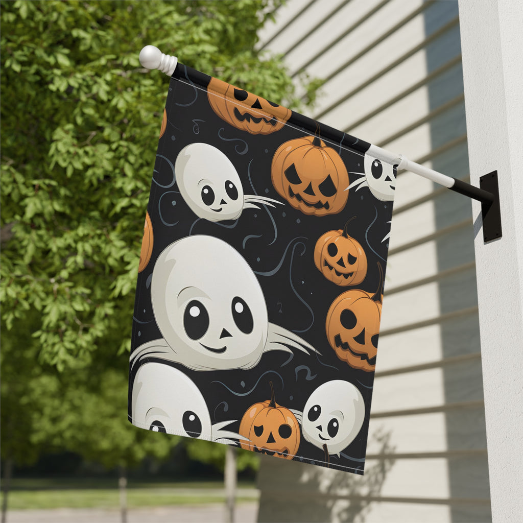 Garden & House Banner / Flag with Ghost Skeleton Pumpkin Pattern Design for Halloween, view 10