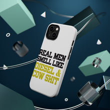 DistinctInk ToughCase for Apple iPhone, Compatible with MagSafe Charging - Real Men Smell Like Diesel & Cow S**t