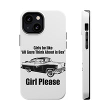 DistinctInk ToughCase for Apple iPhone, Compatible with MagSafe Charging - All Guys Think About is Sex - Cars!