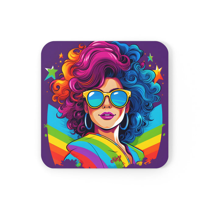 DistinctInk (Set of 4) Corkwood Coasters with Life's Unforgettable Moments Design for LGBTQ+ Pride