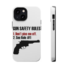 DistinctInk ToughCase for Apple iPhone, Compatible with MagSafe Charging - Gun Safety Rules, Don't Piss Me Off