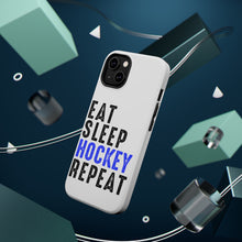 DistinctInk ToughCase for Apple iPhone, Compatible with MagSafe Charging - Eat Sleep Hockey Repeat