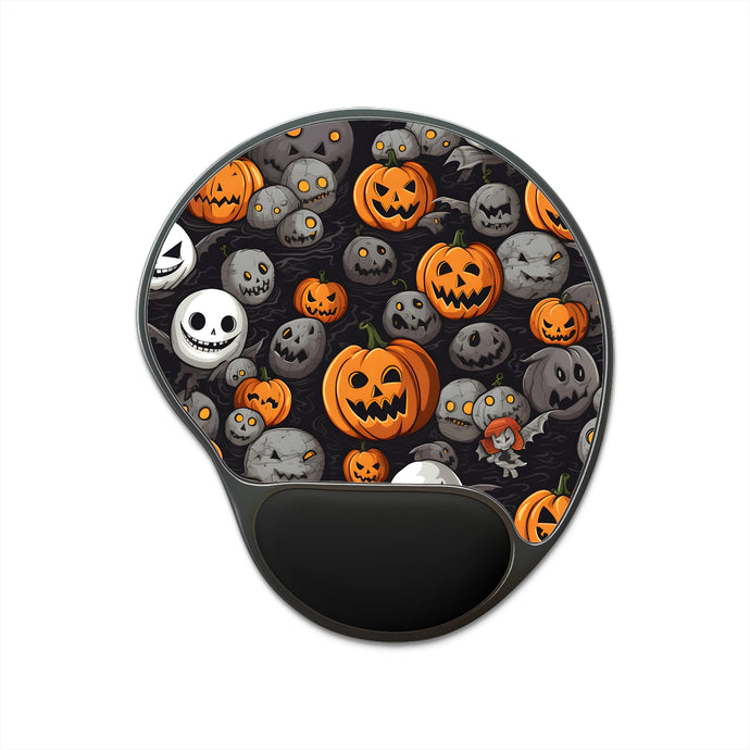 DistinctInk Mouse Pad with Wrist Rest  with Haunted Harvest Time Design for Halloween