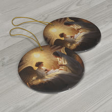 DistinctInk Hanging Ceramic Christmas Tree Ornament Charm with Gold String - Great Gift/Present - 2 3/4 inch Diameter - Annunciation to Mary: Luke 1:30-31