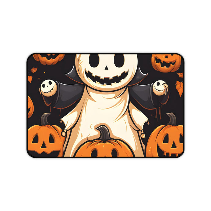 DistinctInk Desk Mat with Spooky Skeleton Pumpkin Patch Design for Halloween