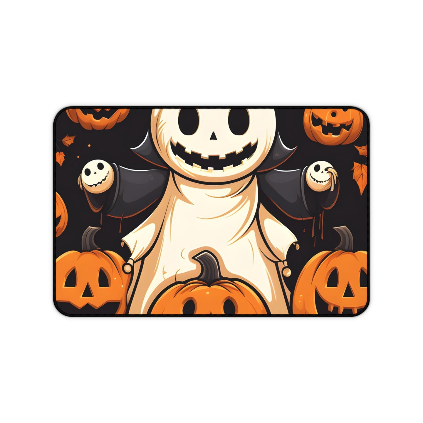 DistinctInk Desk Mat with Spooky Skeleton Pumpkin Patch Design for Halloween