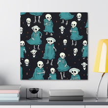 DistinctInk Canvas Wall Art with Haunted Skeleton Crew for Halloween