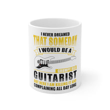 DistinctInk Glossy White Coffee / Tea Mug - Never Dreamed I'd Be Grumpy Old Guitarist