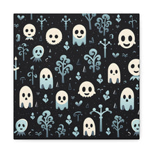 DistinctInk Canvas Wall Art with Ghastly Skeletal Shadows for Halloween