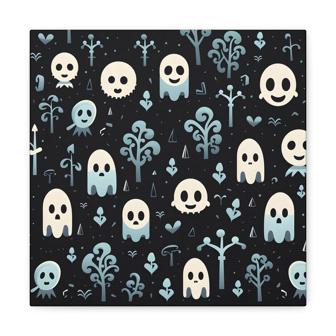 DistinctInk Canvas Wall Art with Ghastly Skeletal Shadows for Halloween
