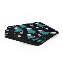 DistinctInk (Set of 4) Corkwood Coasters with Haunted Skeleton CrewDesign for Halloween