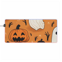 DistinctInk LED Gaming Mouse Pad with Ghost Skeleton Pumpkin Cartoons Design for Halloween