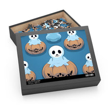 DistinctInk Jigsaw Puzzle with Ghost Skeleton Pumpkin Pattern Design for Halloween