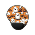 Mouse Pad with Wrist Rest with Skeletal Ghost in a Pumpkin Design for Halloween
