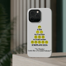 DistinctInk ToughCase for Apple iPhone, Compatible with MagSafe Charging - No Thanks Looks Like a Pyramid Scheme