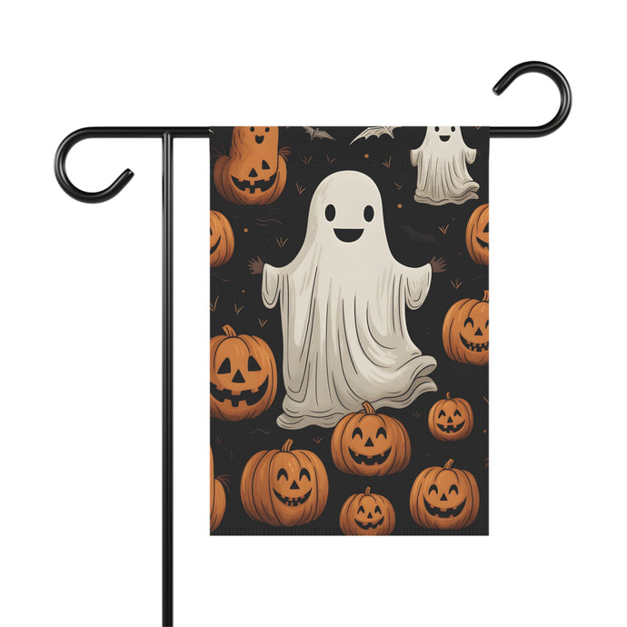 DistinctInk Garden & House Banner / Flag with Ghastly Skeleton Pumpkin Design for Halloween