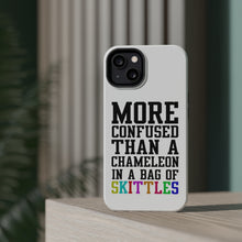 DistinctInk ToughCase for Apple iPhone, Compatible with MagSafe Charging - More Confused than Chameleon in Skittles
