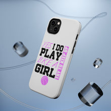 DistinctInk ToughCase for Apple iPhone, Compatible with MagSafe Charging - Volleyball Yes I Do Play Like a Girl