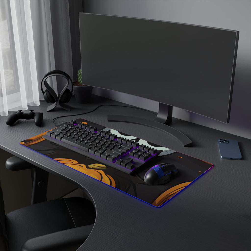 LED Gaming Mouse Pad with Ghastly Skeleton Pumpkins Design for Halloween, view 15