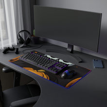 DistinctInk LED Gaming Mouse Pad with Ghastly Skeleton Pumpkins Design for Halloween