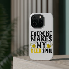 DistinctInk ToughCase for Apple iPhone, Compatible with MagSafe Charging - Exercise Makes My Beer Spill
