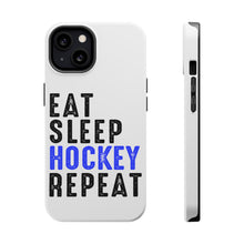 DistinctInk ToughCase for Apple iPhone, Compatible with MagSafe Charging - Eat Sleep Hockey Repeat