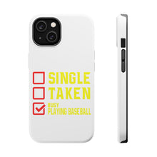 DistinctInk ToughCase for Apple iPhone, Compatible with MagSafe Charging - Single Taken Busy Playing Baseball
