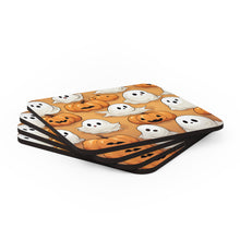 DistinctInk (Set of 4) Corkwood Coasters with Ghostly Skeleton Pumpkin PatchDesign for Halloween